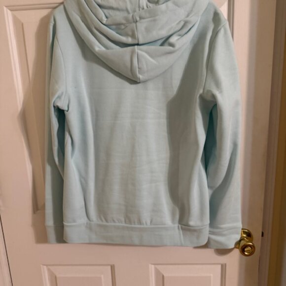 Adidas Mint Green Pullover Hoodie M | Purple Logo Soft Pastel Aqua Sweatshirt - Picture 4 of 5